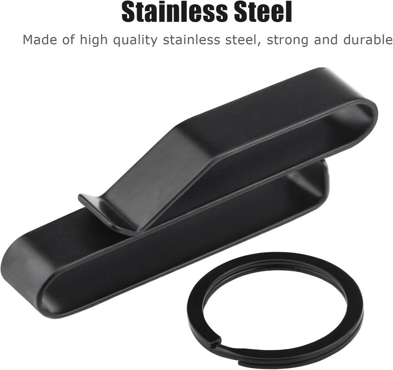 Ullnosoo Duty Belt Key Holder, 2 Pack Belt Key Clip, Stainless Steel Stealth Belt Loop Key Ring Holder with 4 Keyrings UIInosoo for Handcuff Fits Max 2.25 Inch Belt - Image 2